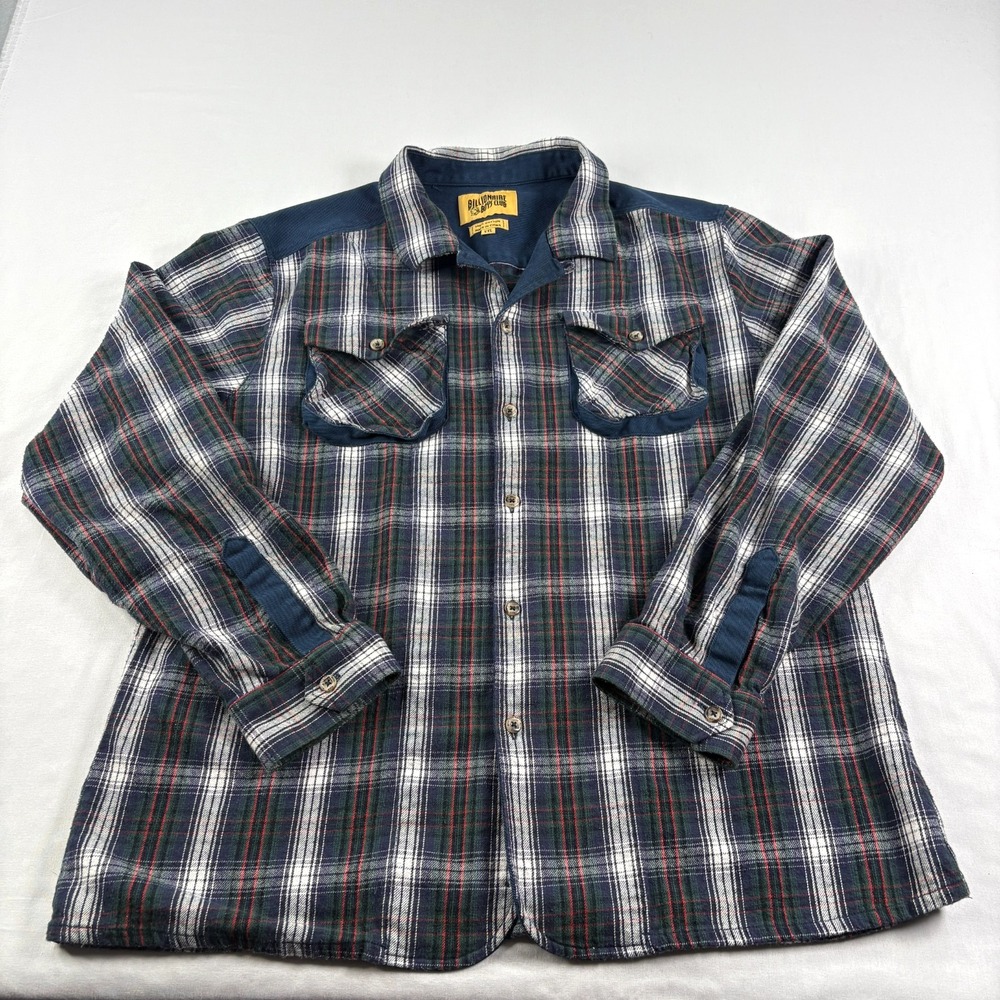Billionaire Boys Club Flannel Shirt Mens 2XL Blue Plaid Button Up Long Sleeve
